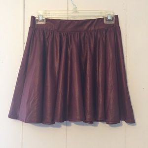 Burgundy Faux Leather Skirt